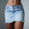 Masha & Jlynn Vintage Y2K Distressed Denim Micro Mini Skirt (S)
