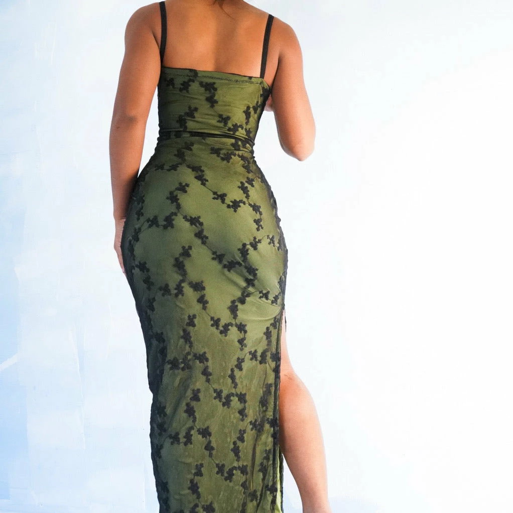 Masha & Jlynn Dresses Matcha/Black Layered Handmade Dress 5 Masha & Jlynn Dresses Matcha/Black Layered Handmade Dress