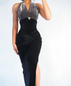 Masha & Jlynn Dresses Vintage Late 90โs Velvet Halter Gown (S/M)