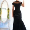 Masha & Jlynn Dresses Vintage 90’s Velvet Mesh Panel Evening Dress (M)