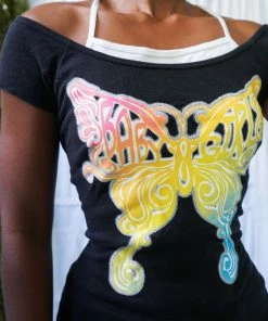 Masha & Jlynn Vintage Y2K Butterfly Baby Girl Top (M/L) 6 Masha & Jlynn Vintage Y2K Butterfly Baby Girl Top (M/L)