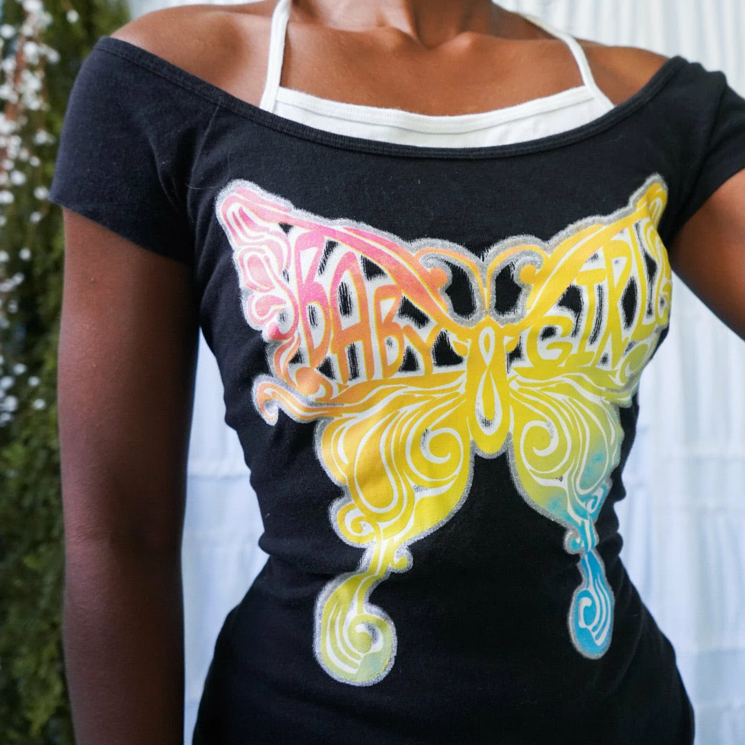 Masha & Jlynn Vintage Y2K Butterfly Baby Girl Top (M/L) 4 Masha & Jlynn Vintage Y2K Butterfly Baby Girl Top (M/L)