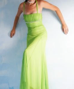 Masha & Jlynn Vintage 90's Green Layered Gown. Dresses