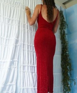 Masha & Jlynn Dresses Vintage 90's Red Glitter Gown.