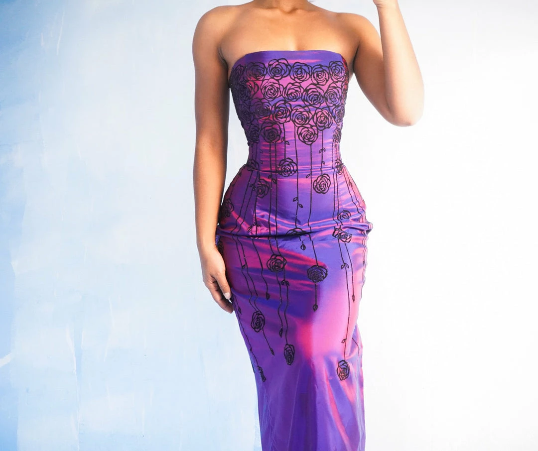 Masha & Jlynn Vintage Late 90s Iridescent Formal Dress (S) 3 Masha & Jlynn Vintage Late 90s Iridescent Formal Dress (S)